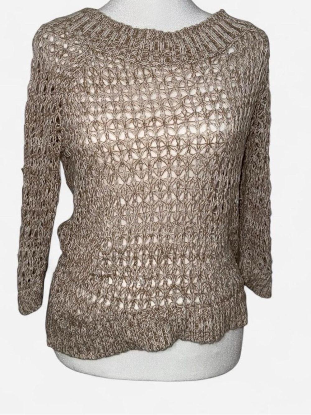 Beige Open-Knit Women's Sweater